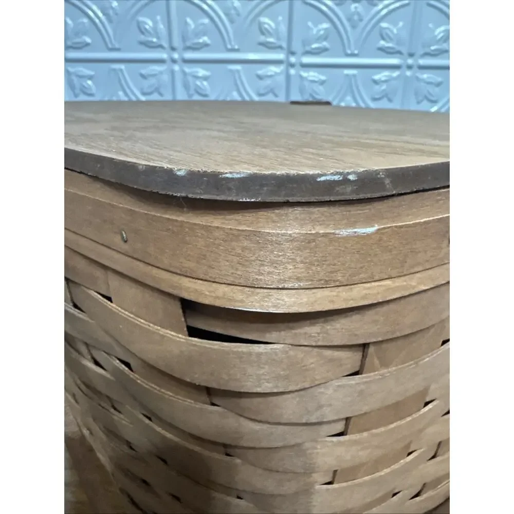 Longaberger Large Picnic Basket w/Liner, Riser Swing Lid & 2Handles Handmade US